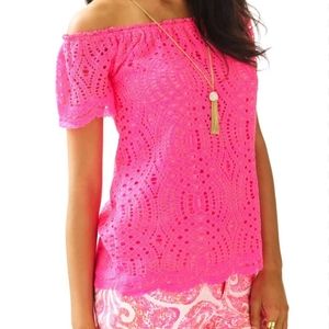 Lilly pulitzer lace off shoulder top